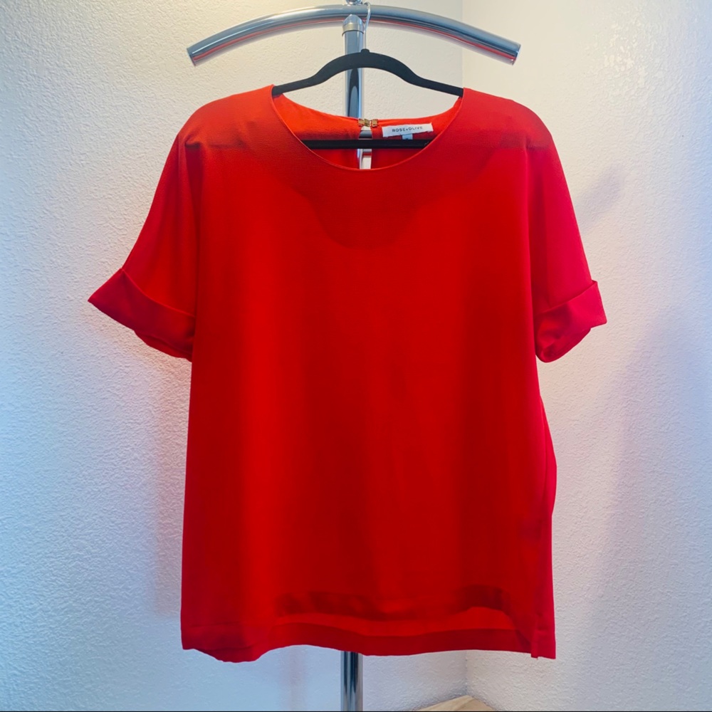 Rose + Olive Cuffed Sleeve Blouse